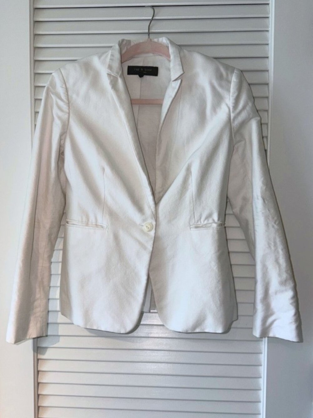 rag & bone White Blazer Size 0 Women’s Single Button Jacket Cotton Casual Basic